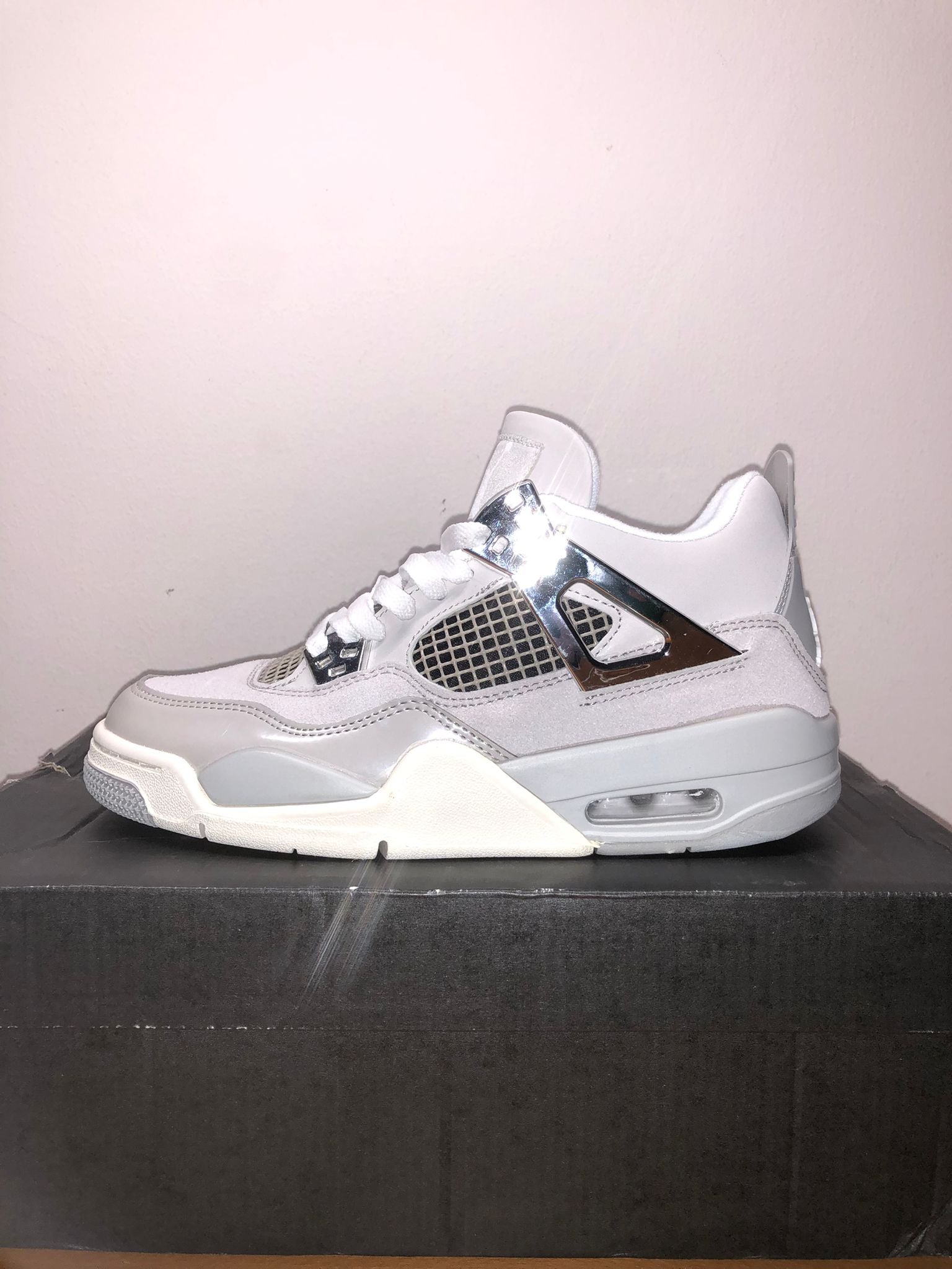 Air Jordan 4 Retro bianco e argento 38