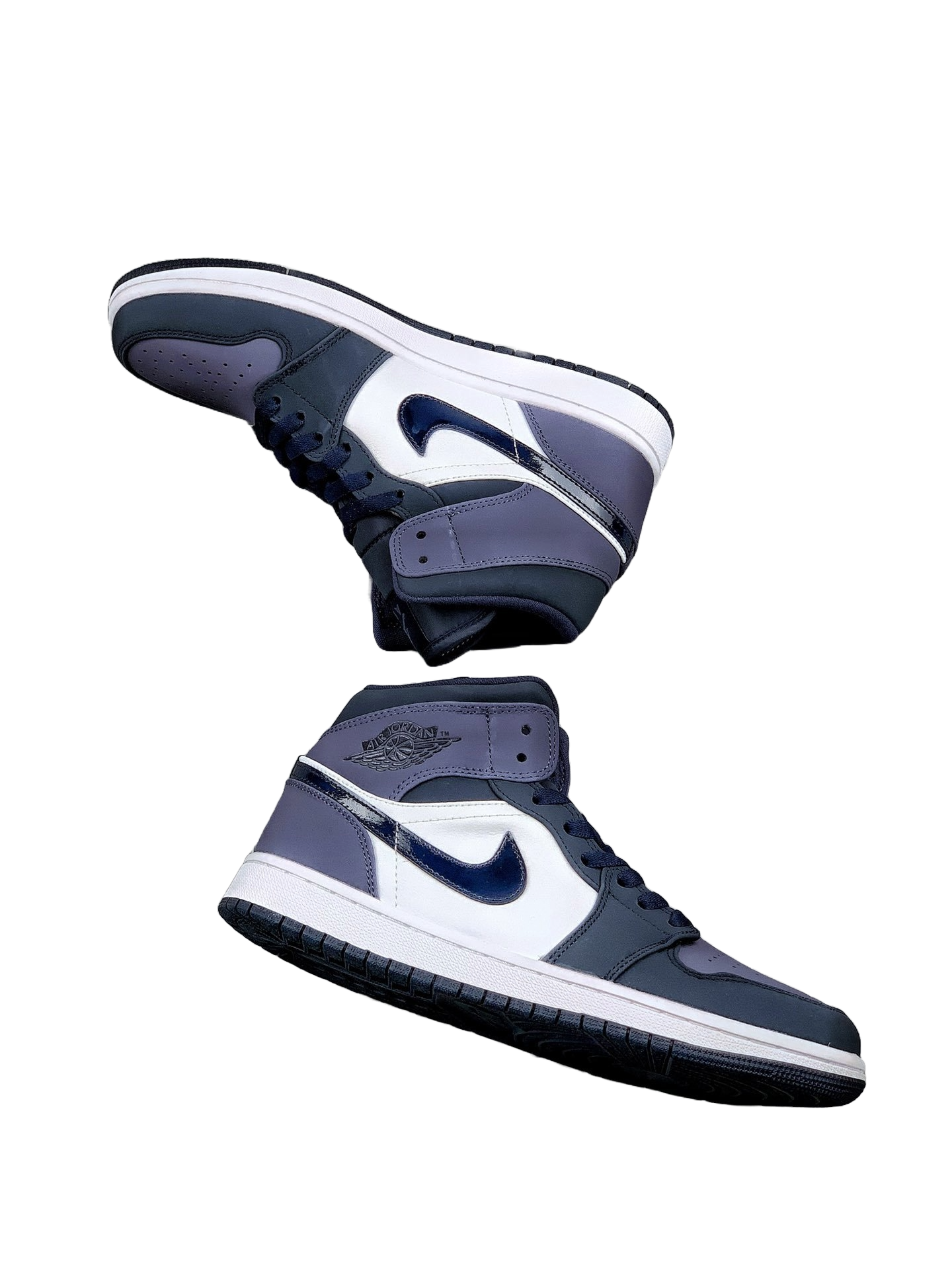 AIR JORDAN 1 MID OBSIDIAN/SANDED PURPLE-WHITE