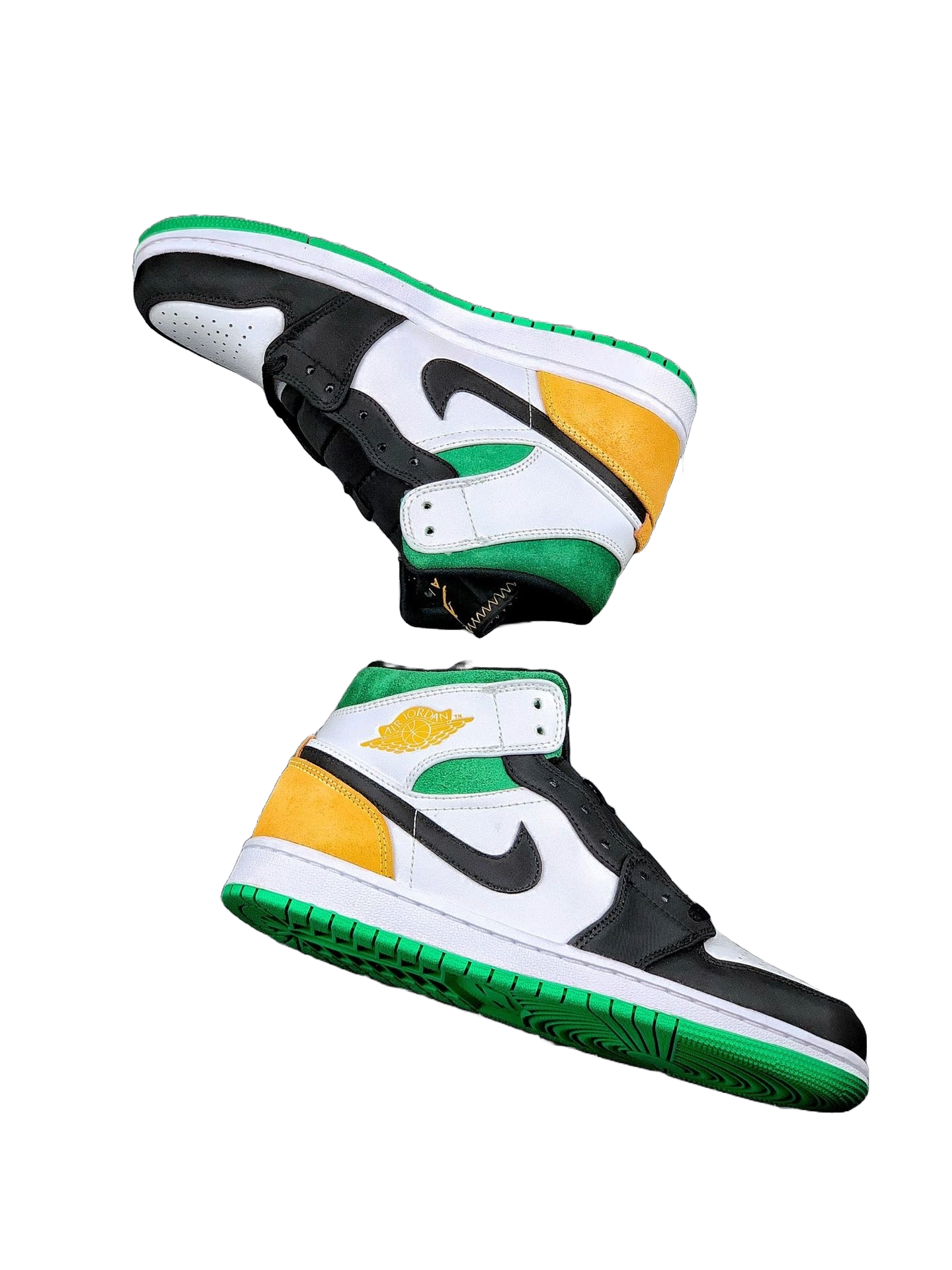 AIR JORDAN 1 MID SE OAKLAND WHITE/LASER ORANGE/BLACK/LUCKY GREEN